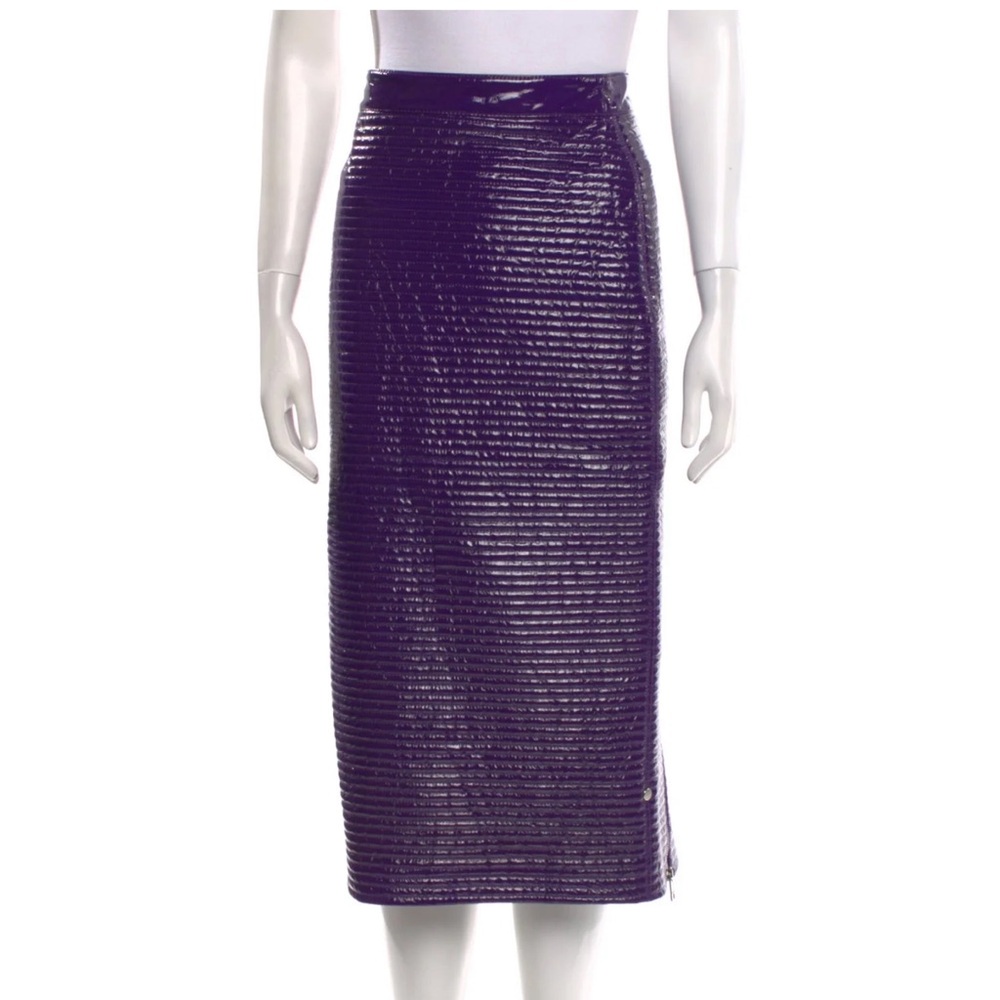 Gucci Purple Leather Midi Pencil Skirt NWT